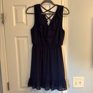 Chic Sleeveless Navy Mini Dress